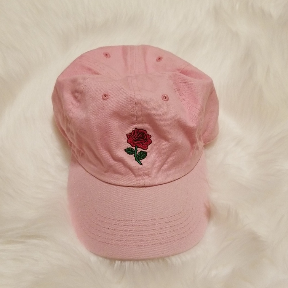 Pink Rose Embroidered Baseball Cap - Women - Picture 2 of 6